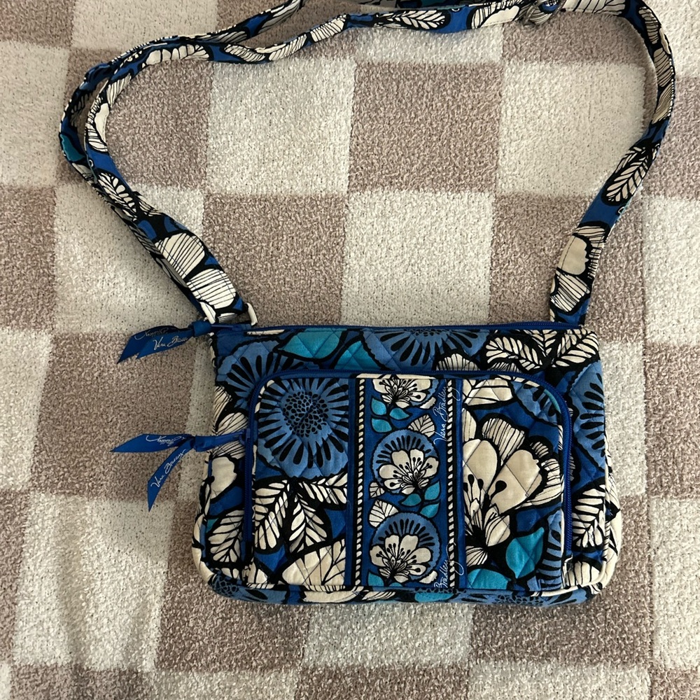 Vera Bradley Blue and Cream Floral Crossbody Bag